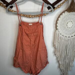 Billabong Rust Wild PursuitStripe Short Overalls